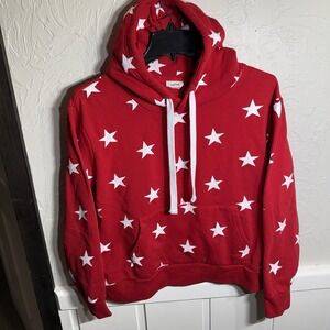 Reflex Women's 3X Pullover Cropped Hoodie Red/white Stars✅ Desc. 4 Measurements
